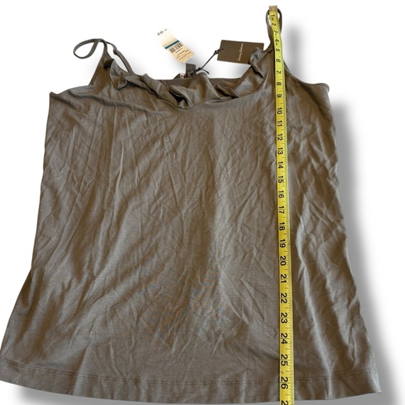 Tommy Bahama Tambour Ruffle Top XL Bungee Cord Taupe Tank NWT MSRP $68 - Picture 5 of 7